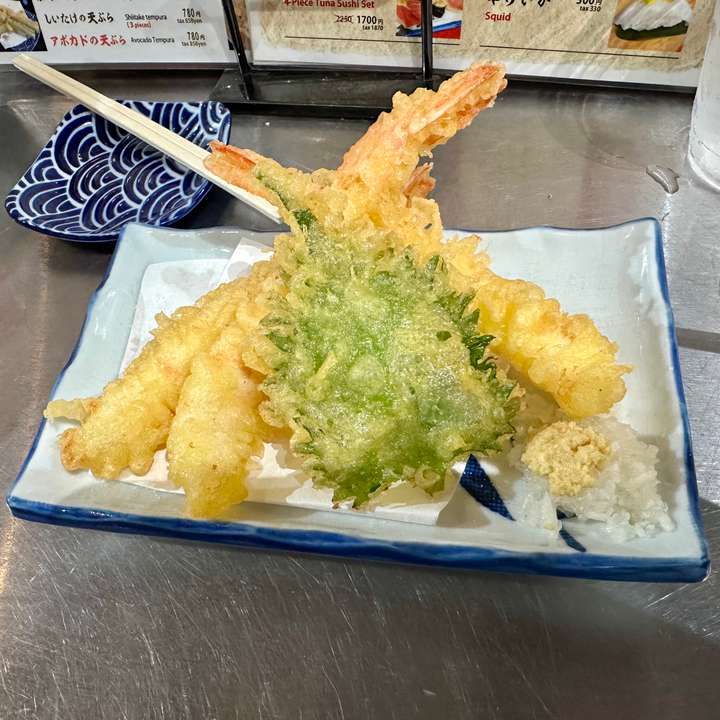 Shrimp tempura from Tsujiki Market in Tokyo